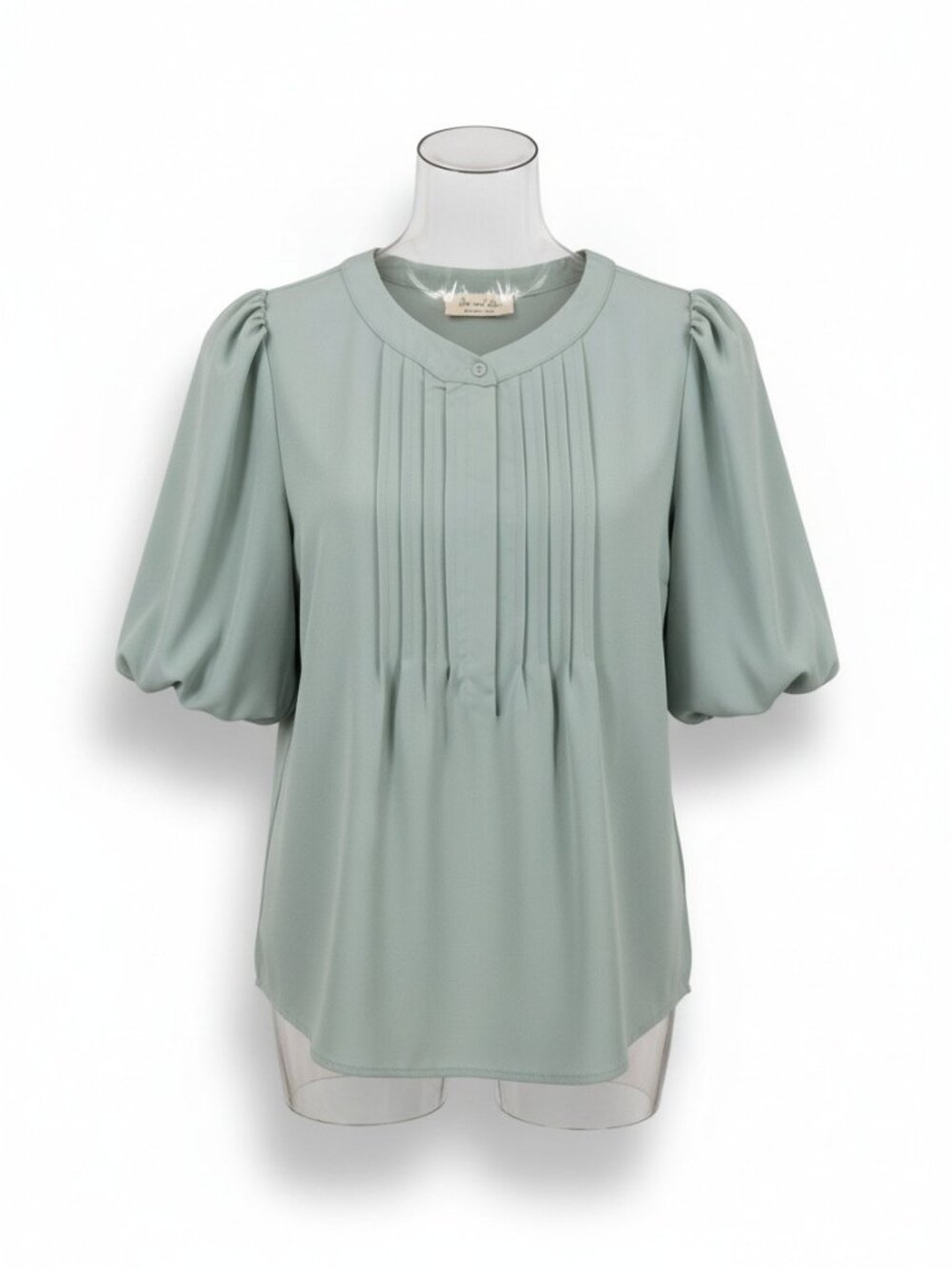 Doe & Rae Sage Puff Sleeve Pintuck Blouse